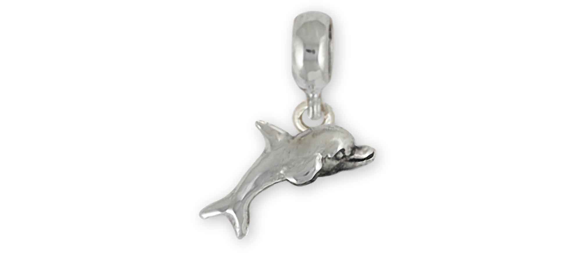 Handmade Dolphin Charm Slide in Sterling Silver for Pandora® Bracelets