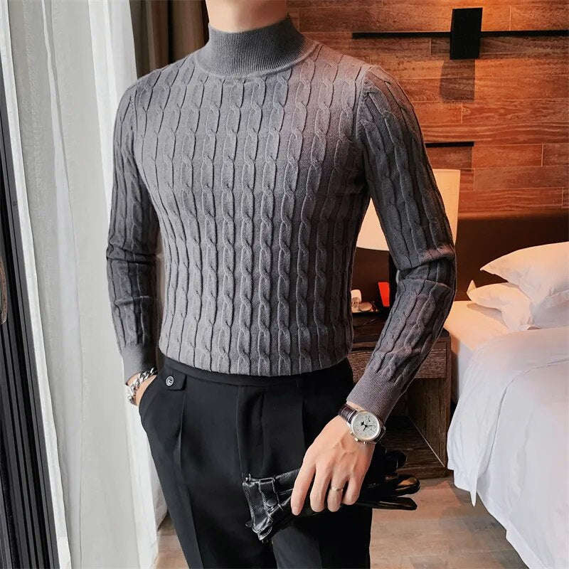 Nukty Autumn Winter Turtleneck Slim Sweater for Men - High Collar Casual Pullover (S-3XL)