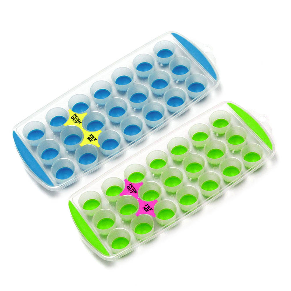 2 PC Easy Push Out Silicone Ice Cube Tray with Flexible Bottom - Round Shape