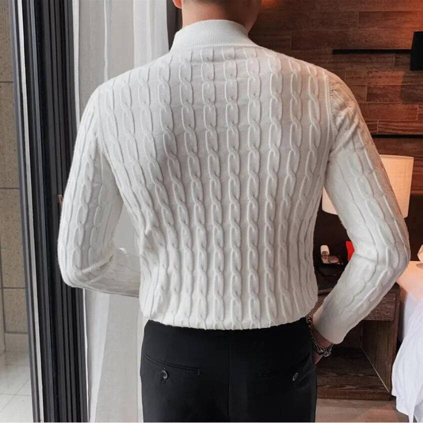 Nukty Autumn Winter Turtleneck Slim Sweater for Men - High Collar Casual Pullover (S-3XL)