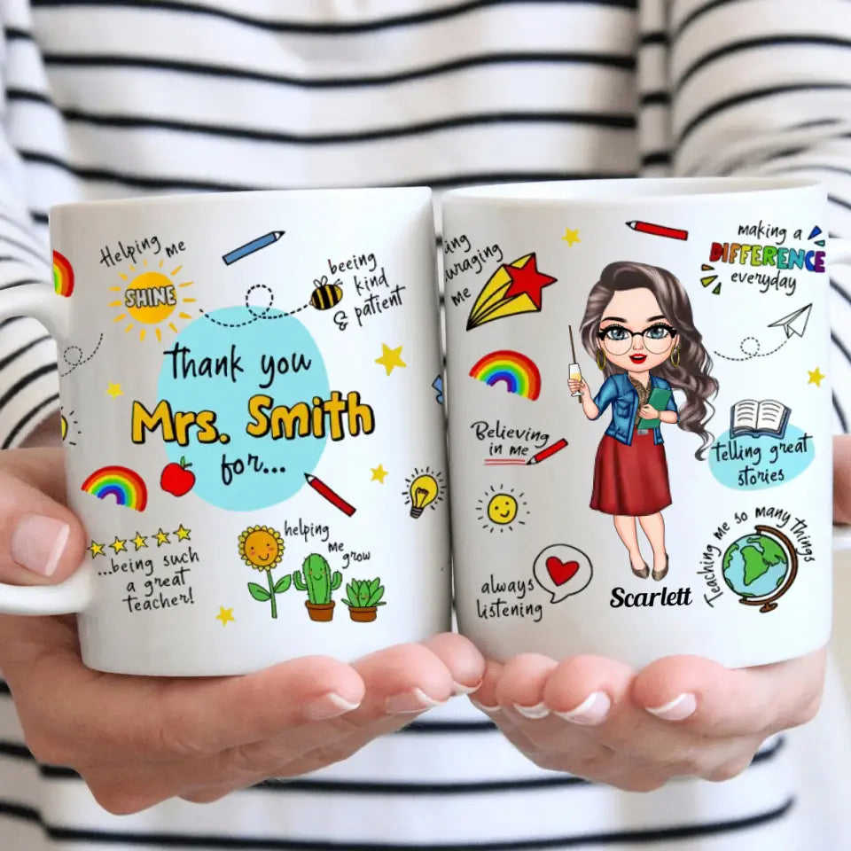 Personalized Custom White Mug - Perfect Gift for Teachers, Birthday, and Special Occasions