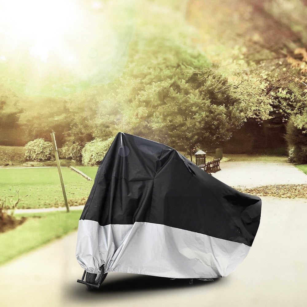 Motorcycle Cover Outdoor UV Protector Waterproof Dustproof Bike Cover with Elastic Hem
