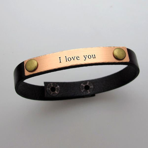 Custom Engraved Leather Bracelet for Men - Personalized Groomsmen Gift