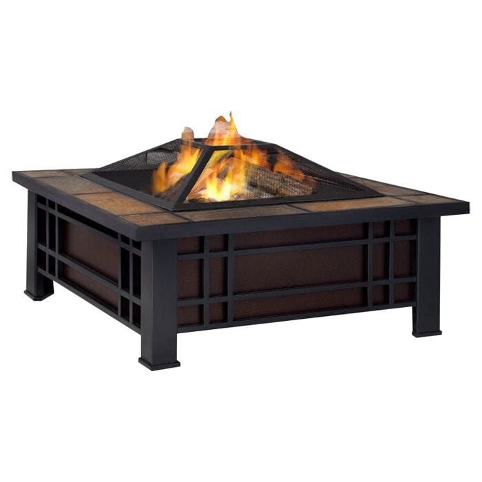 MIRODEMI® Outdoor Steel Wood Burning Fire Pit Table With Spark Screen And Log Poker Tool