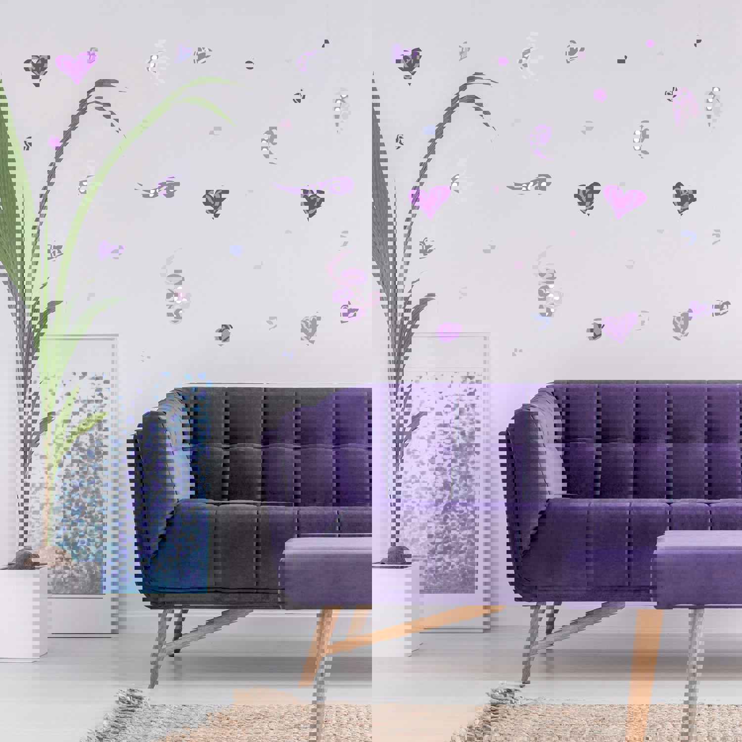Purple Hearts Wall Decals - Fun & Playful Room Decor