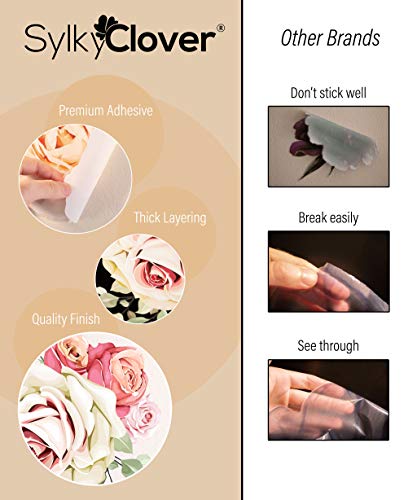 SylkyClover Flower Wall Decals - Rose Flower Peel and Stick Wall Decor (26.75 x 16.5 inches, Coral)