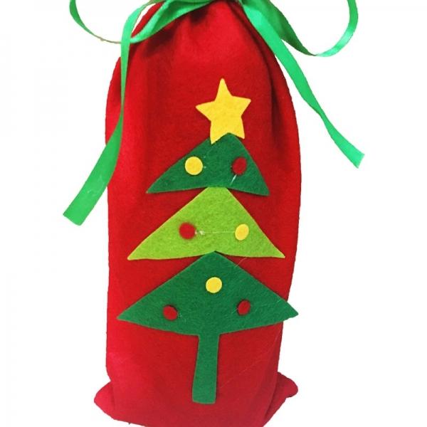 Christmas Tree Style Champagne Wine Bottle Cover Bag - Red Party Decor