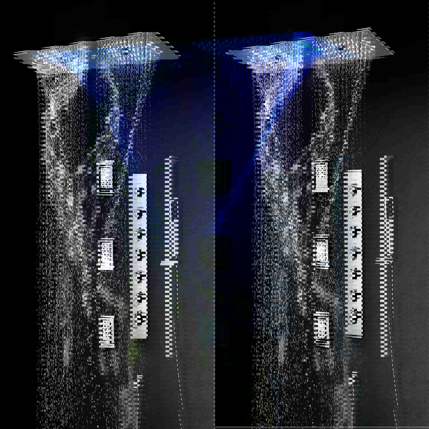 EDEN CHROME | Luxury 36 Inches Complete LED Music Shower Set with Multiple Spray Functions