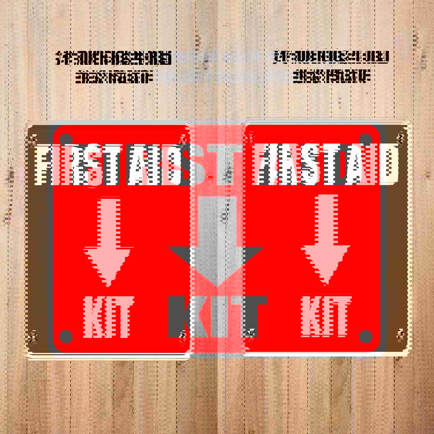First Aid Kit Sign, Durable Plastic Safety Sign, 7 x 10 Inch, Red on White, Indoor/Outdoor Use