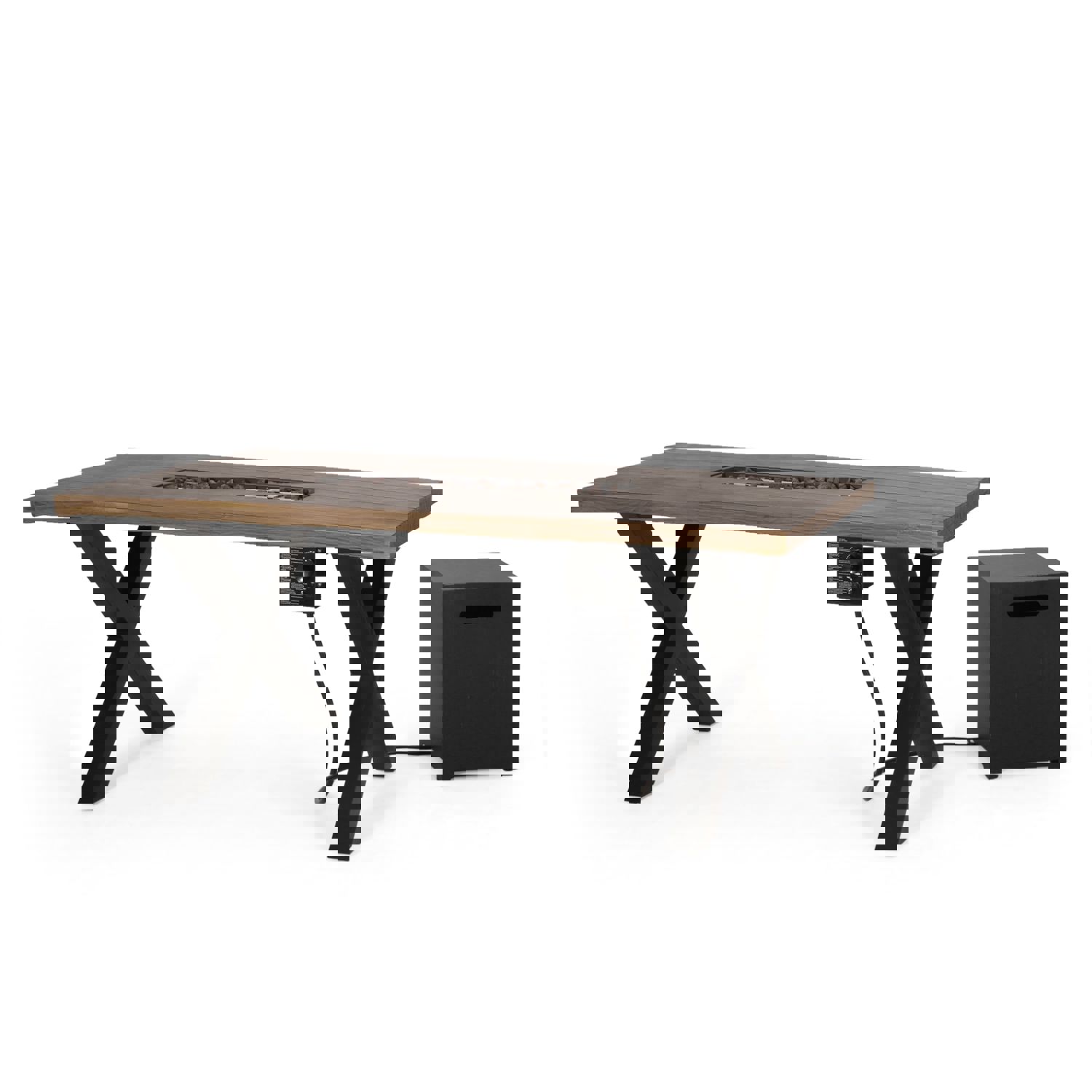Hyrum Outdoor 40,000 BTU Fire Pit Dining Table with Tank Holder