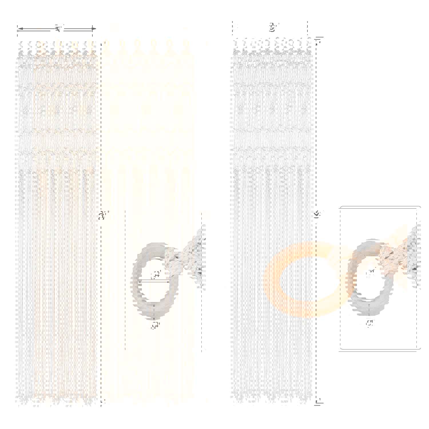 Osunnus Large Long Boho Macrame Curtain Window Room Divider Doorway Curtain