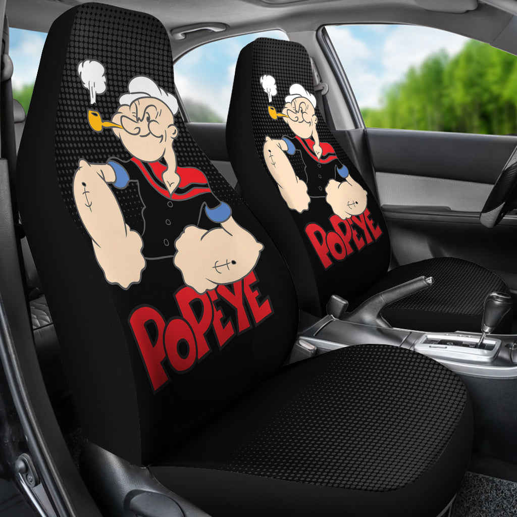 Popeye Car Seat Covers - Halftone Background Custom-Made Car Accessories