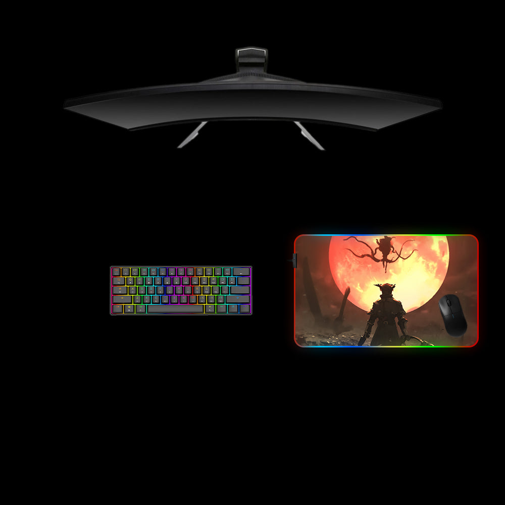 Bloodborne Moon Presence Design RGB Gaming Mouse Pad with LED Strip