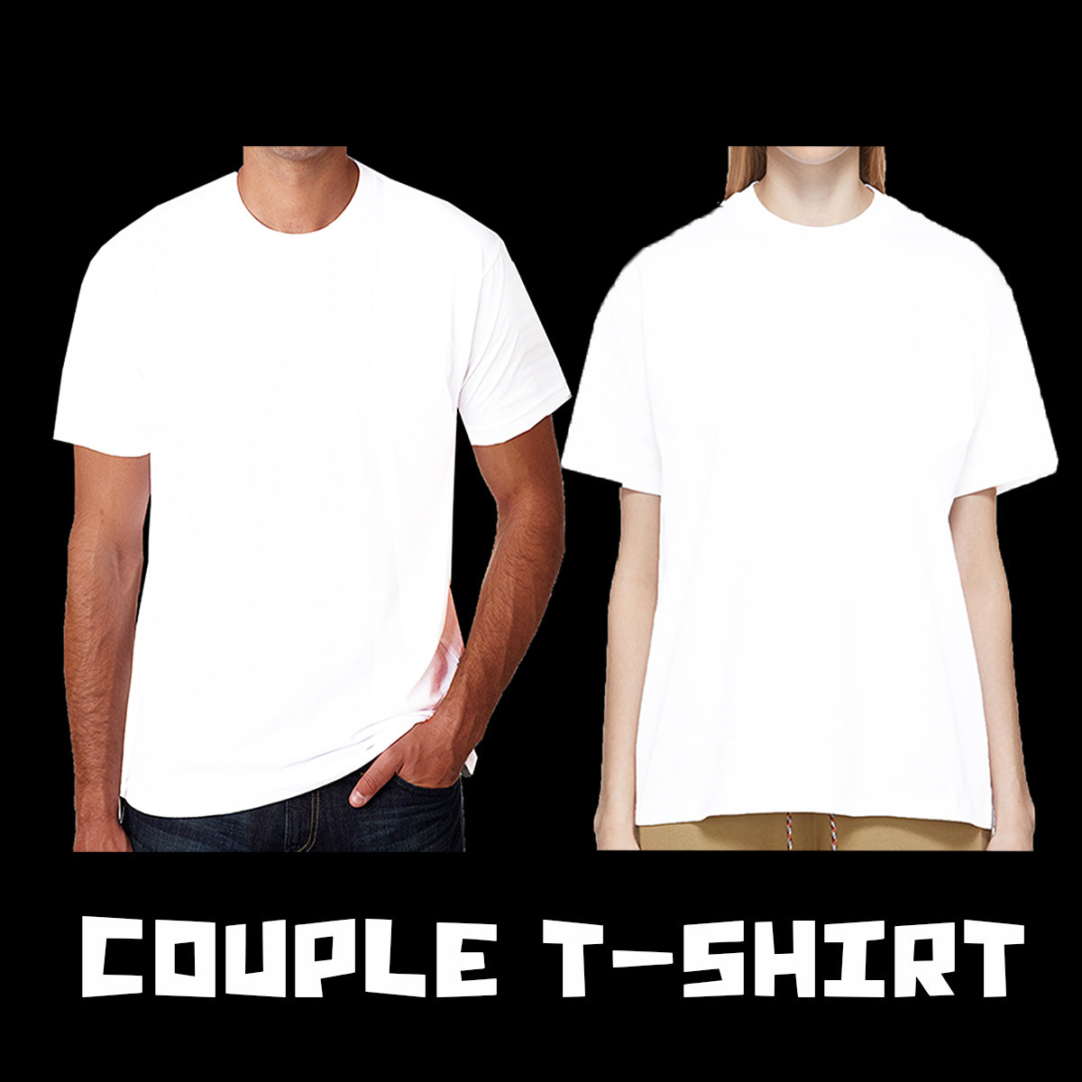 Personalised Unisex Crew Neck Short Sleeve T-Shirt - White (Couple T-shirt)