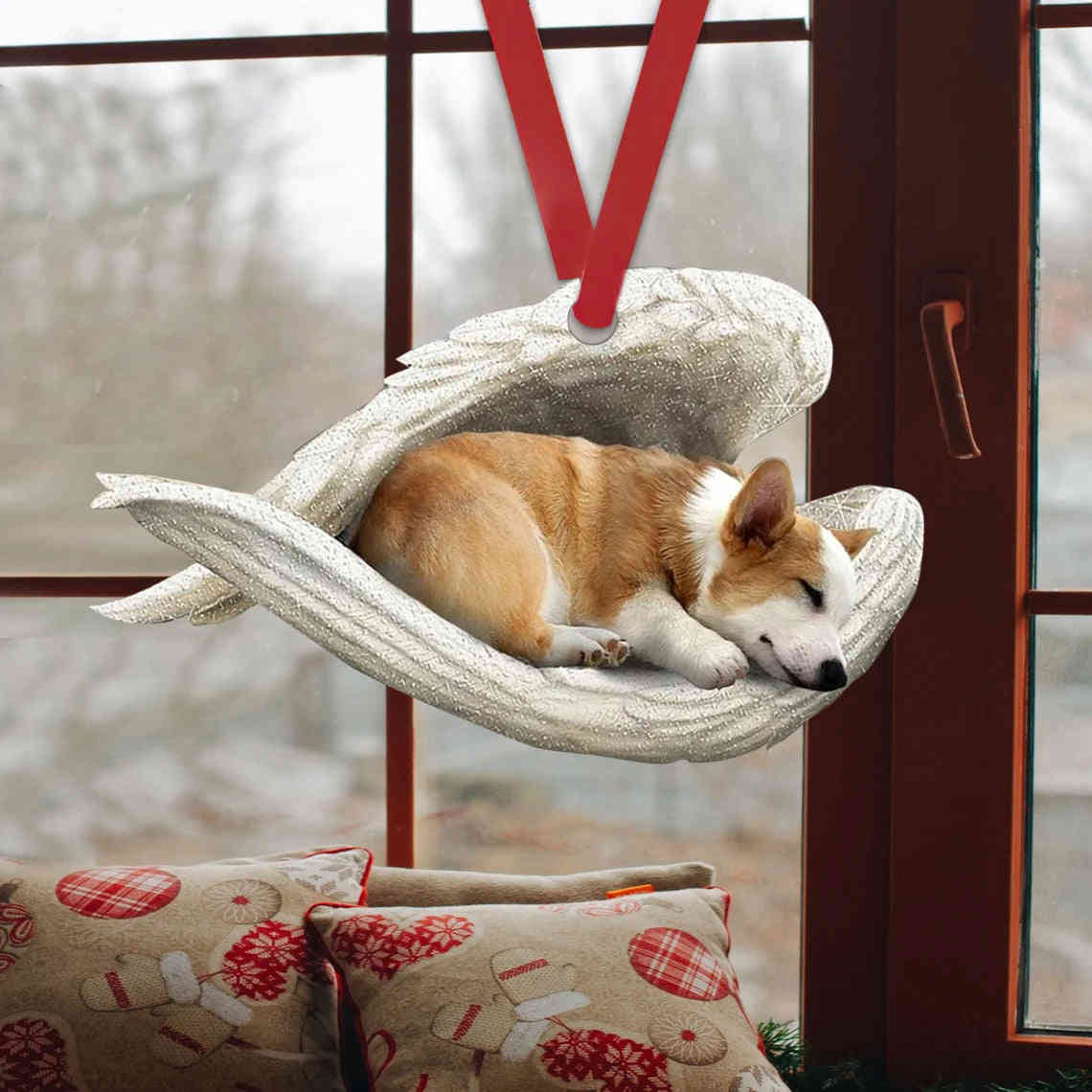 Pembroke Welsh Corgi Sleeping Angel Wing - Memorial Dog Lover Rear View Mirror Car Accessories