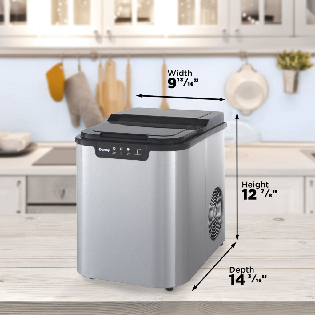 Danby 10 Countertop Ice Maker in Stainless Steel with Self-Cleaning Function