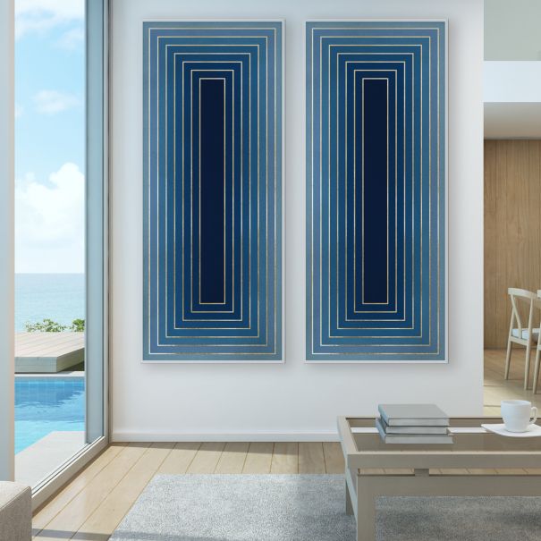 Look Within Art by Natural Curiosities - Blue and Gold Abstract Design