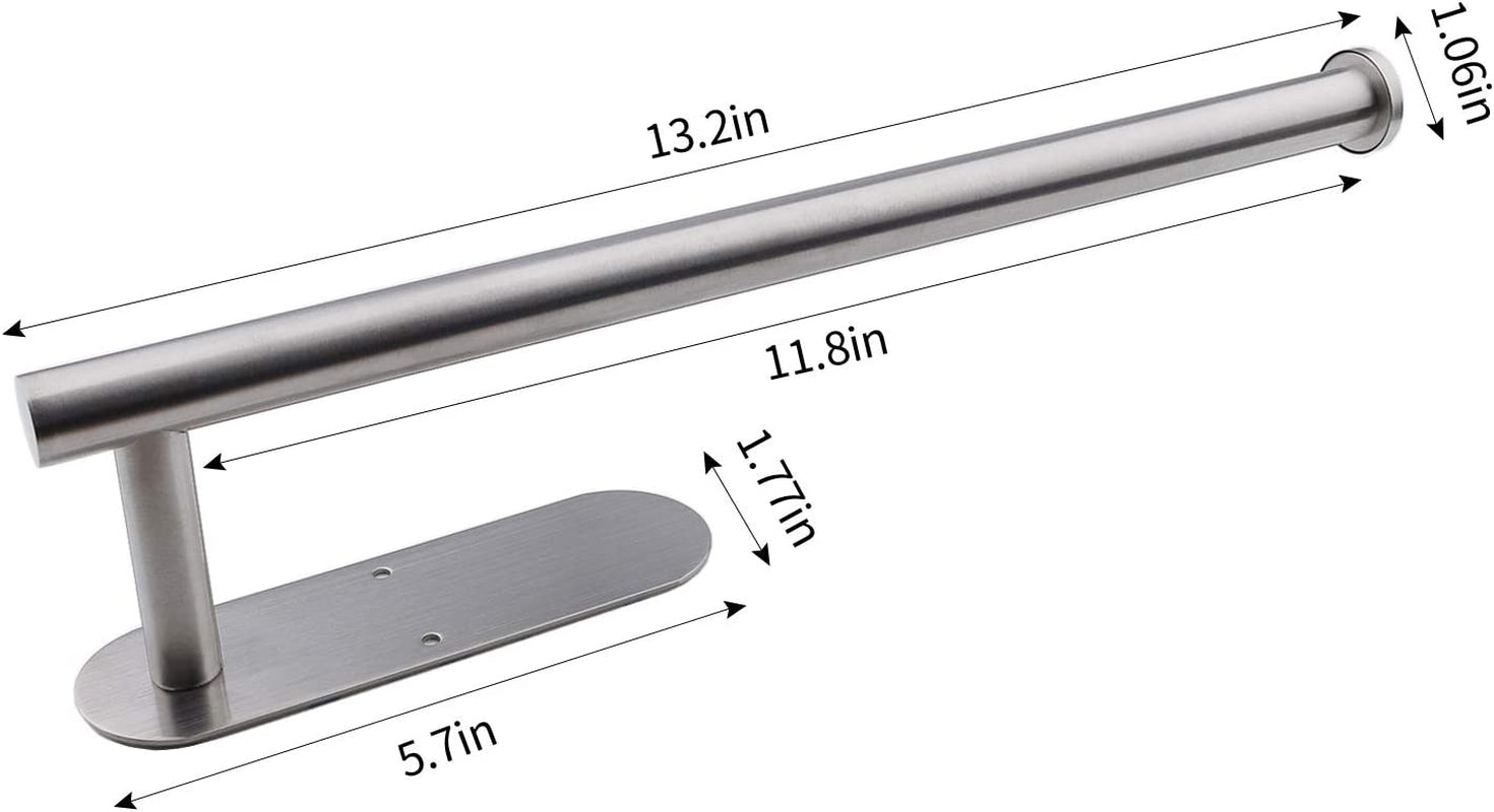 Stainless Steel Paper Towel Holder for Kitchen - Self-Adhesive Under Cabinet Mount