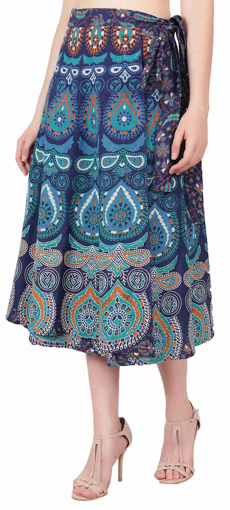India Long Skirt Womens Cotton Ethnic Indian Clothing (Blue, One Size)