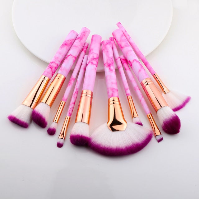 10/15Pcs Marble Kabuki Makeup Brushes Set for Professional Cosmetic Application
