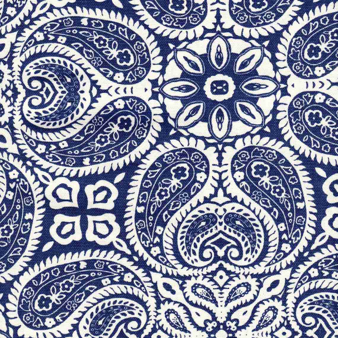 Empress Swag Valance in Tibi Navy Blue Geometric Paisley