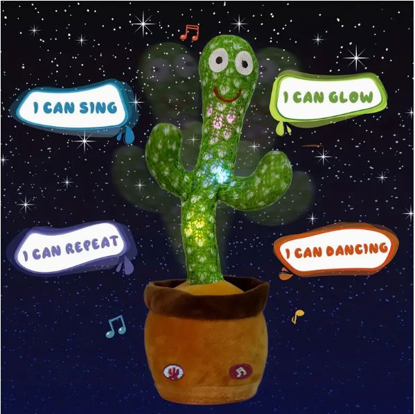 Talking Dancing Cactus Toy with Lighting - Fun Educational Plush Toy for Kids