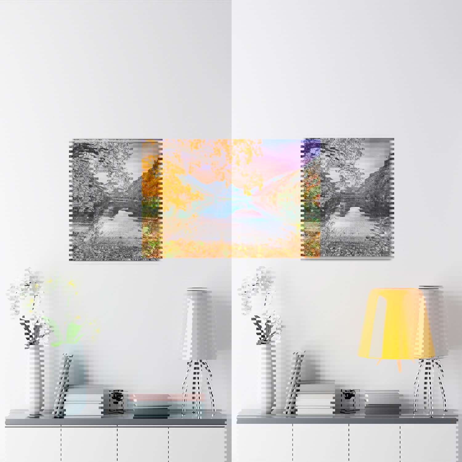 Stunning Autumn Scene Forest Floral Nature Photography Canvas Wall Art