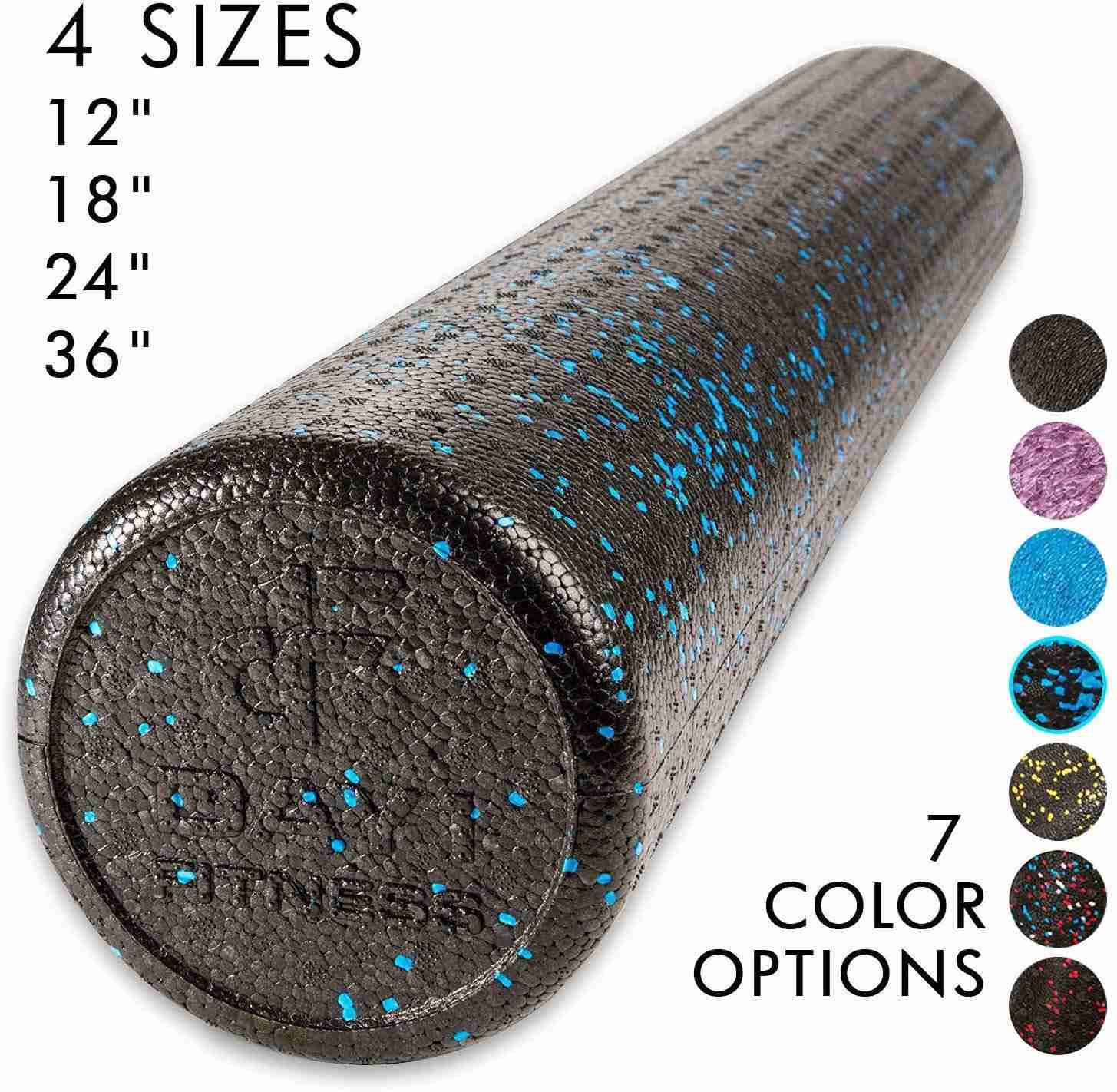 High Density Muscle Foam Rollers by Day 1 Fitness – 4 Sizes & 7 Colors for Sports Massage & Therapy