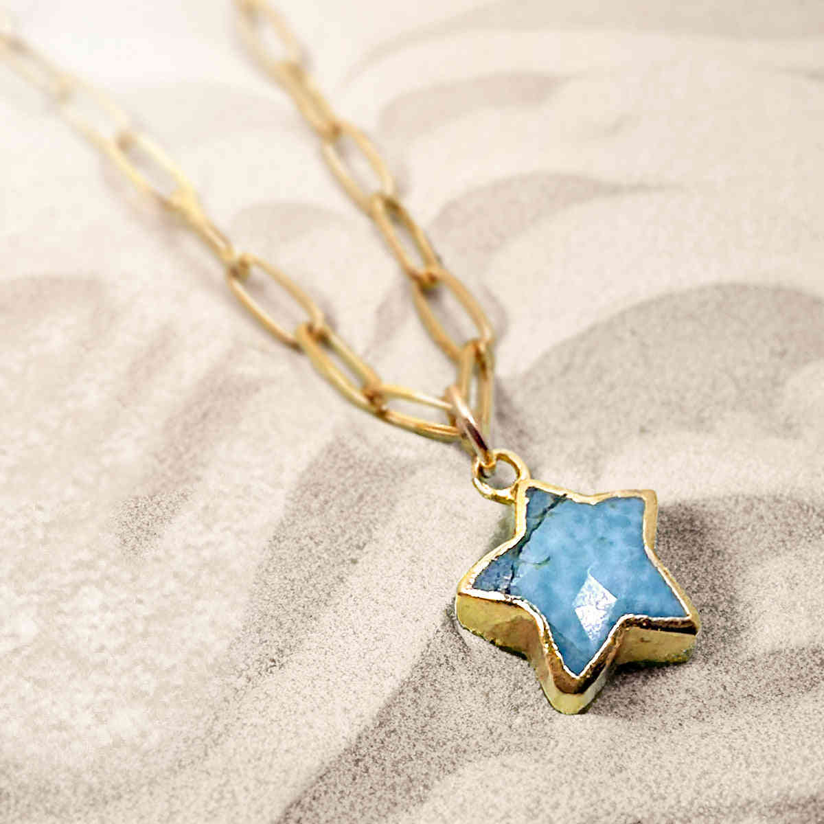 Turquoise Star Necklace - 18k Gold Plated Adjustable Chain