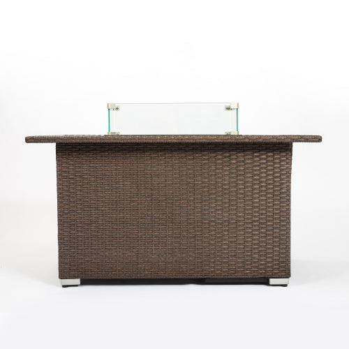 44 Inch Rectangle Fire Pit Table with 50,000 BTU, Brown