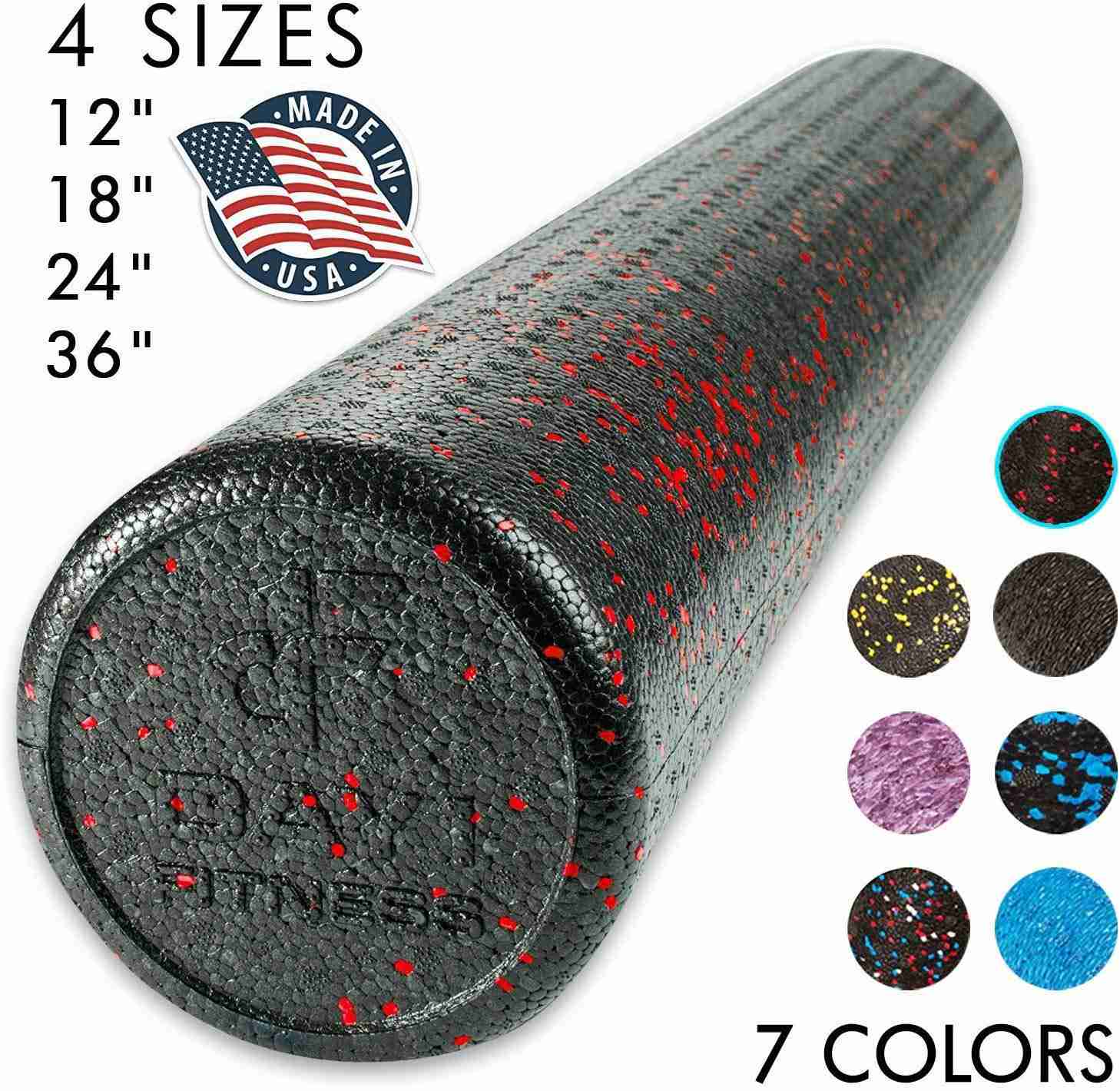 High Density Muscle Foam Rollers by Day 1 Fitness – 4 Sizes & 7 Colors for Sports Massage & Therapy