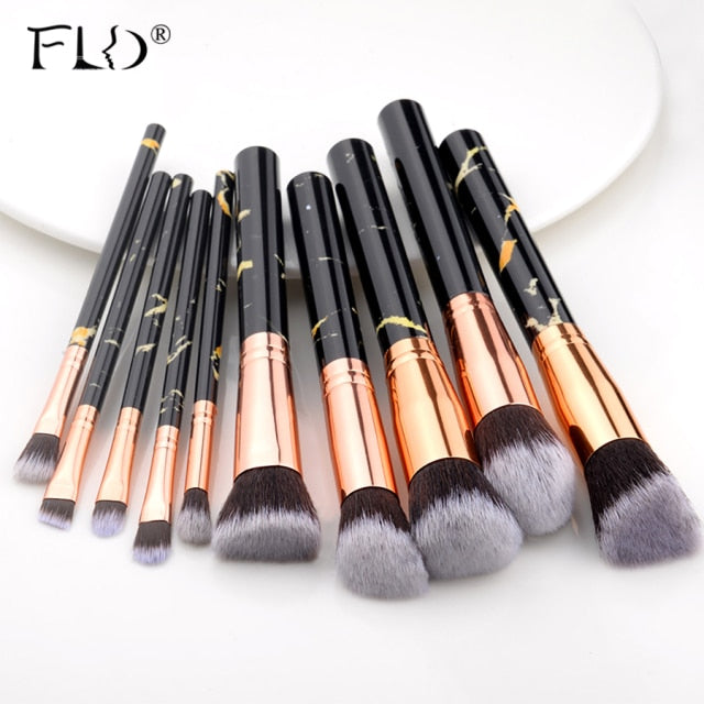 10/15Pcs Marble Kabuki Makeup Brushes Set for Professional Cosmetic Application