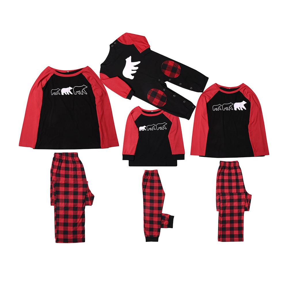 Fashion Family Christmas Plaid Pattern Pajamas Set Long Sleeve 2 Pieces Sleepwear Set