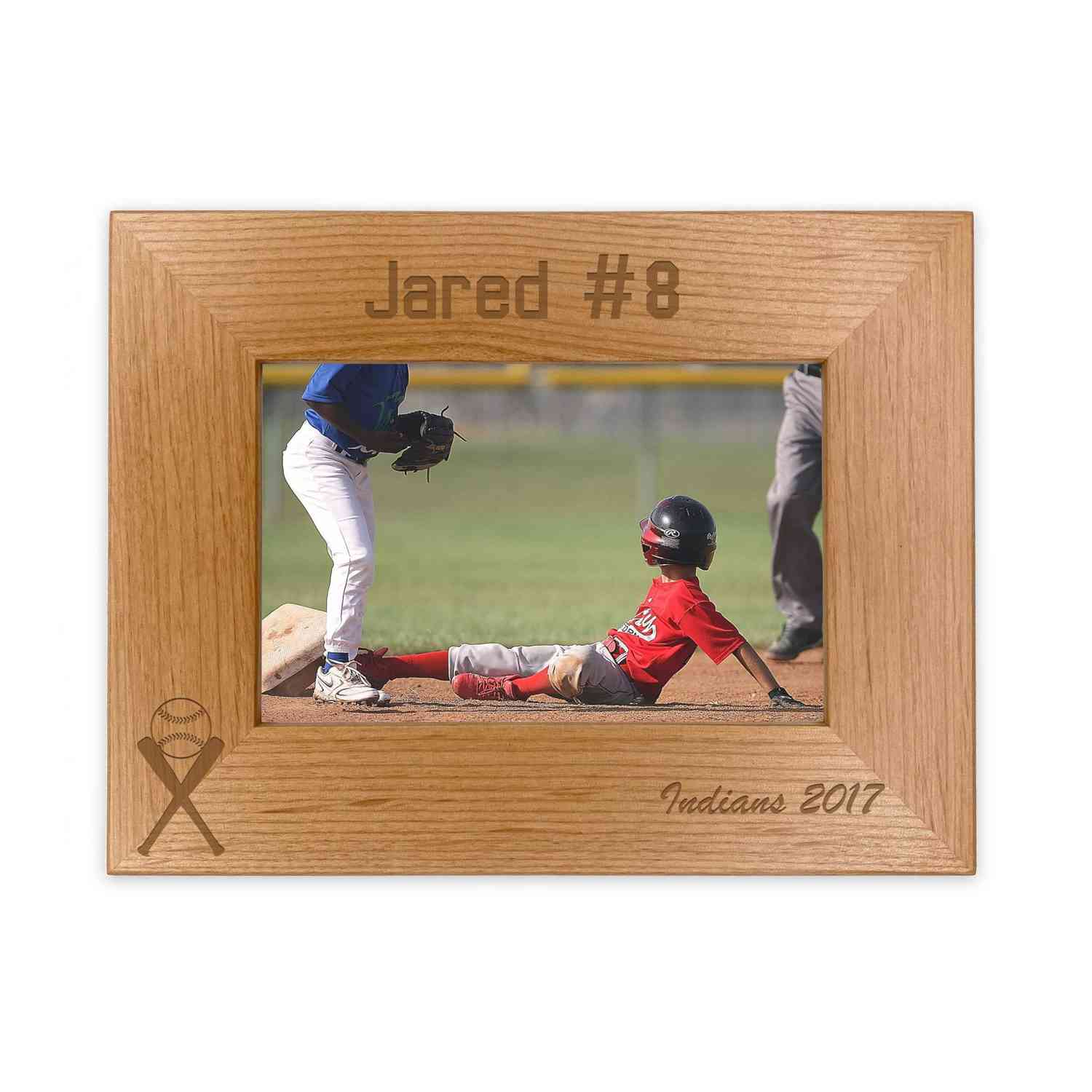Personalized Baseball Picture Frame - Laser Engraved Team Gift for 4x6 Photos