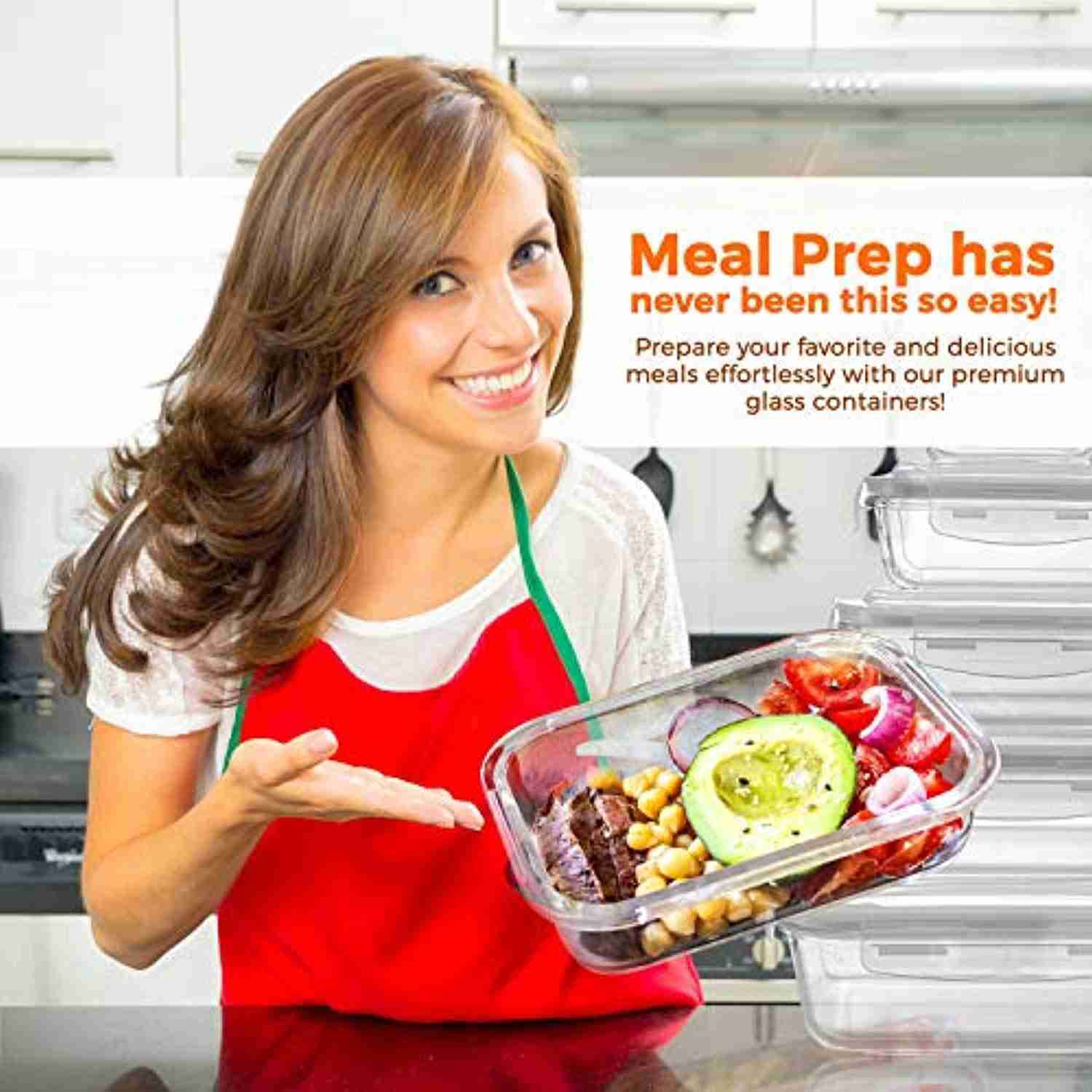 13-Piece Glass Food Storage Containers Set - Airtight, Leakproof, Microwave & Dishwasher Safe