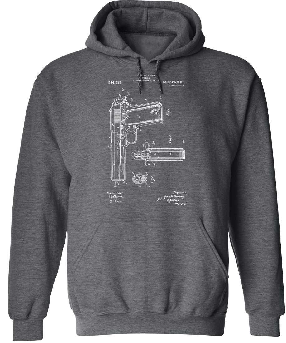 Colt 1911 Handgun Patent Mens Hoodie