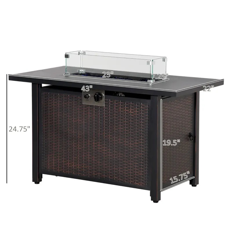 Outsunny 43 Inch Outdoor Propane Gas Fire Pit Table with Auto-Ignition and CSA Certification