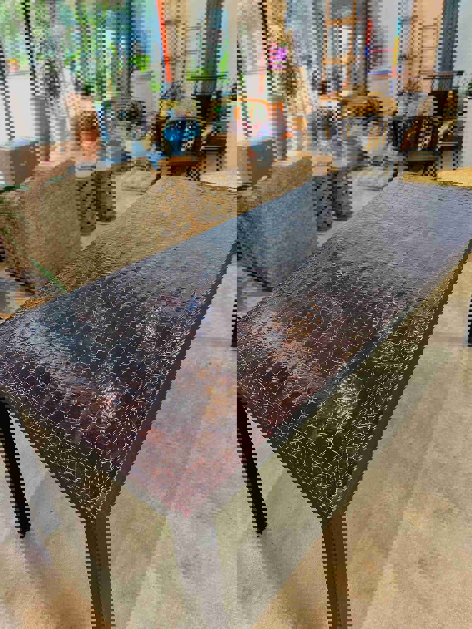 Medium Zellige Tile Mosaic Rectangular Dining Table - Various Sizes & Colors