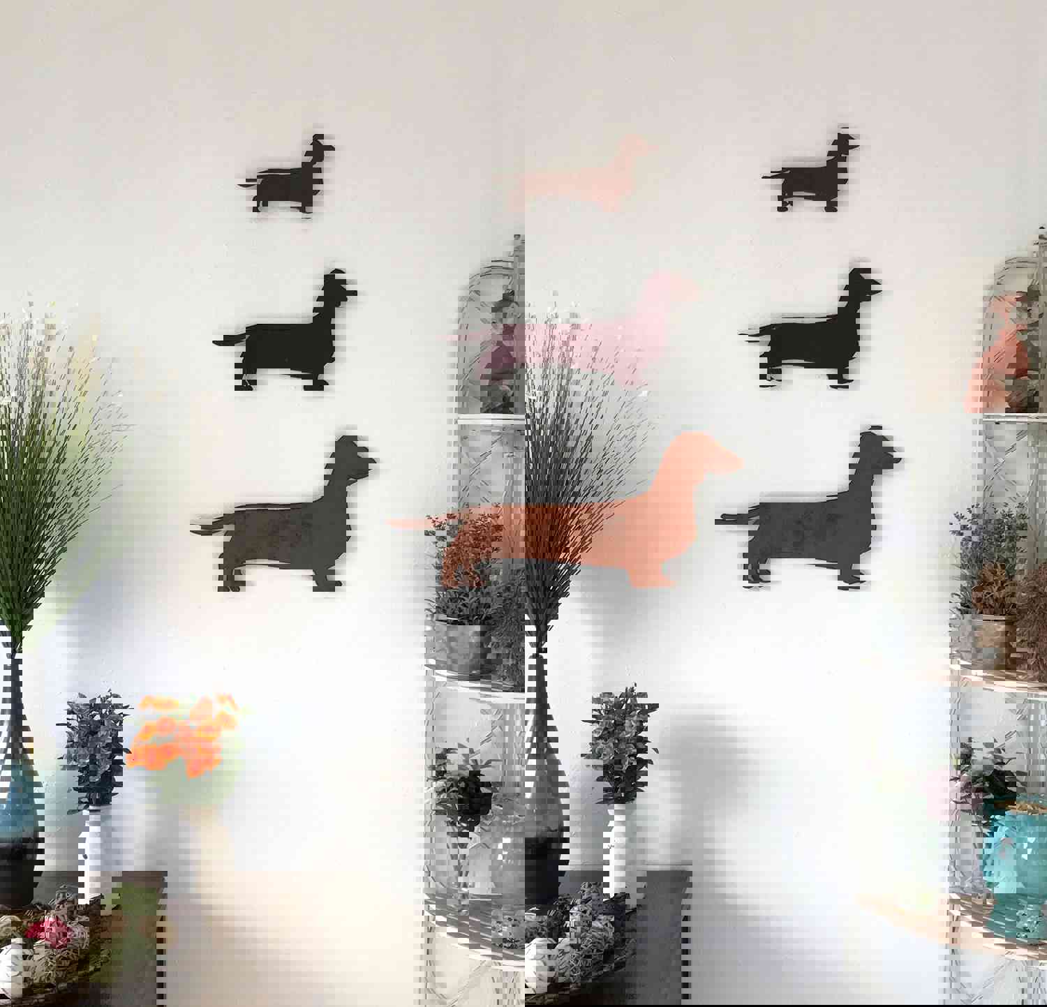 Dachshund Metal Wall Art - Handmade Home Decor in USA - Custom Size & Patina Color - Free Shipping