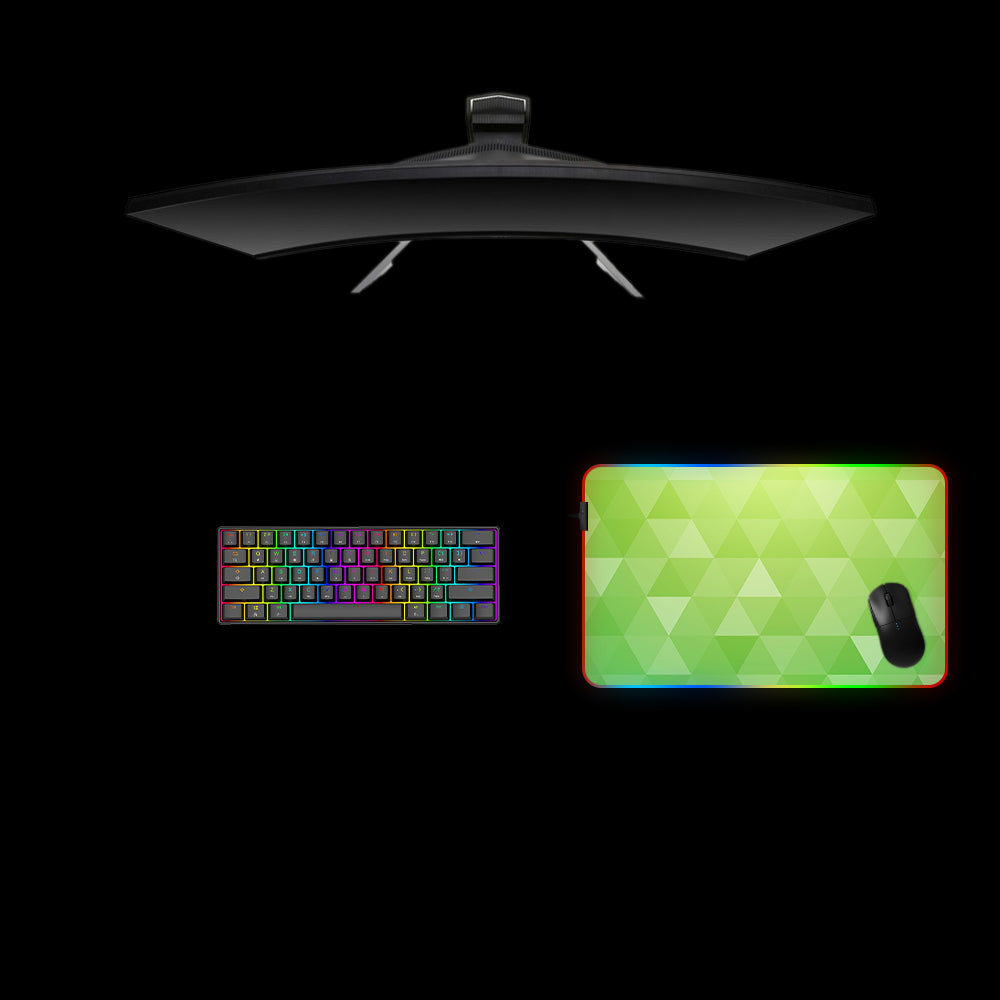 Bright Green Triangles RGB Gaming Mouse Pad with LED Strip