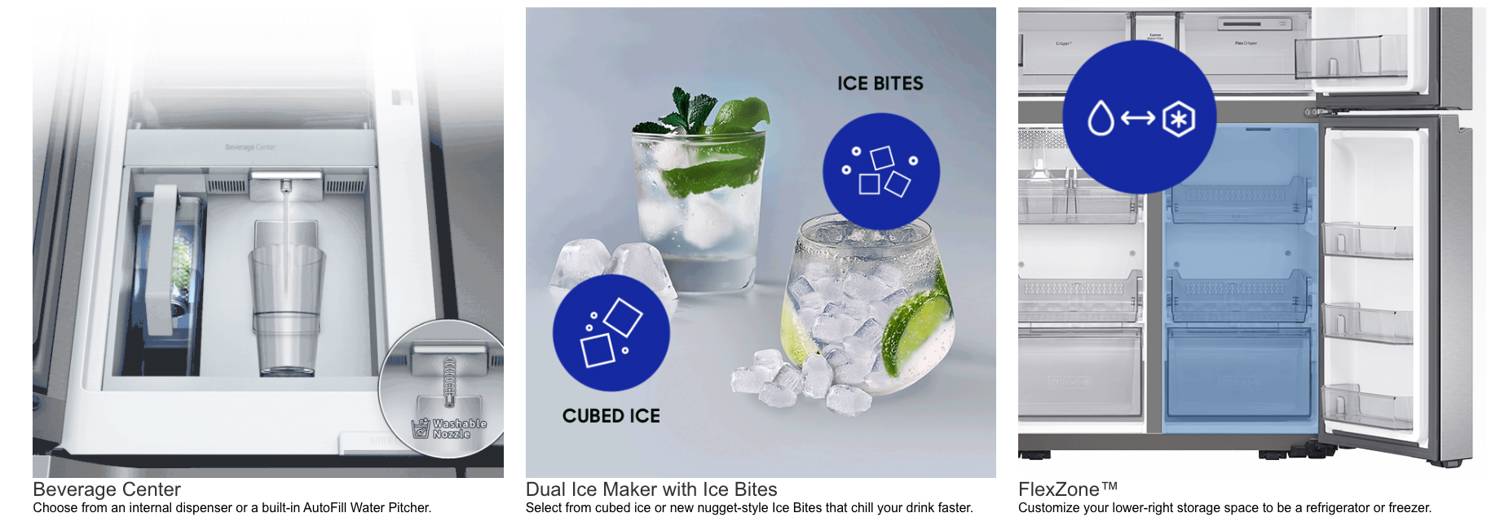 Samsung 29 cu. ft. 4-Door Flex French Door Refrigerator with WiFi, Beverage Center and Dual Ice Maker - Stainless Steel