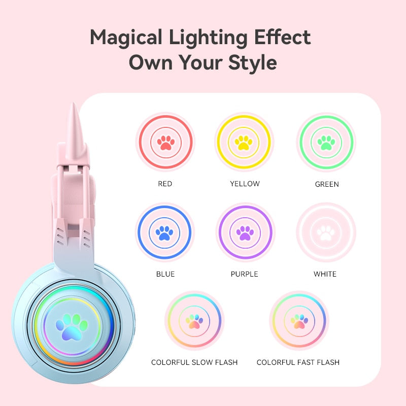 Kawaii Bluetooth Cat Headphones with Microphone