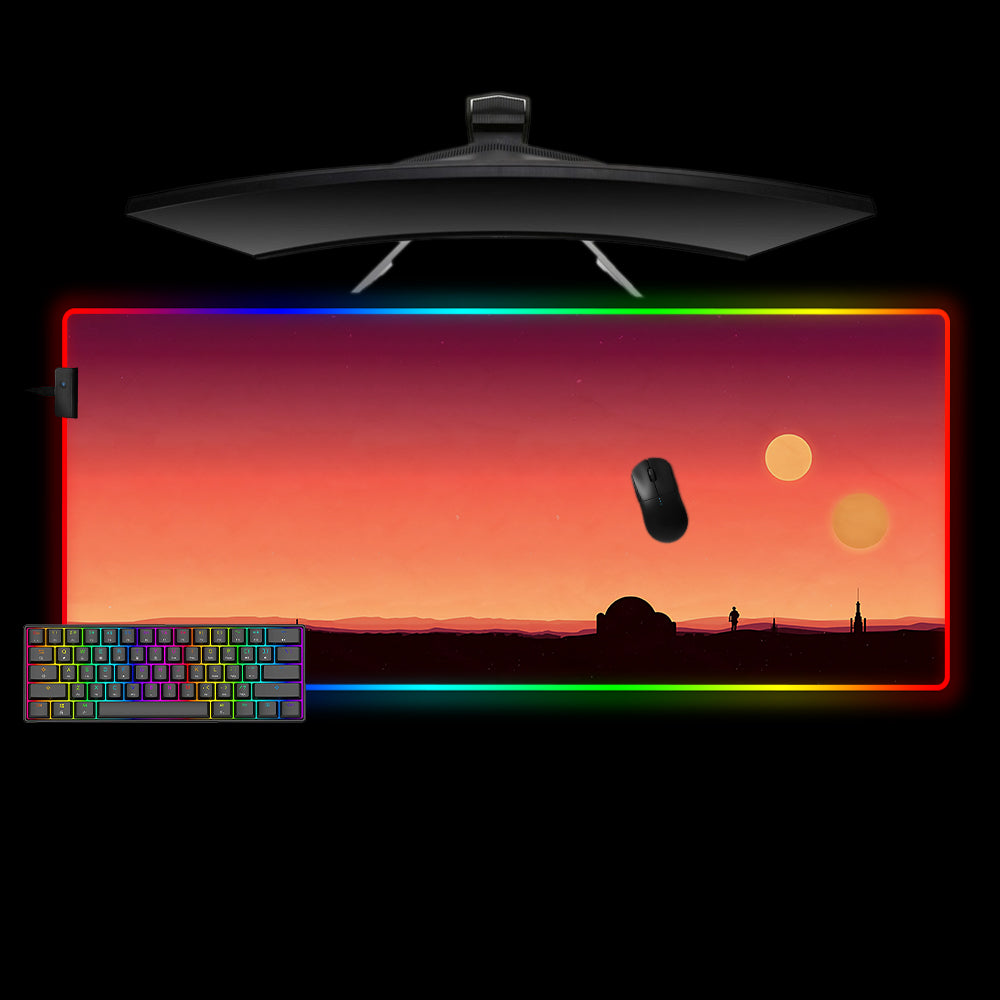 Star Wars Tatooine Design RGB Gaming Mouse Pad - M-XXL Size with LED Lighting
