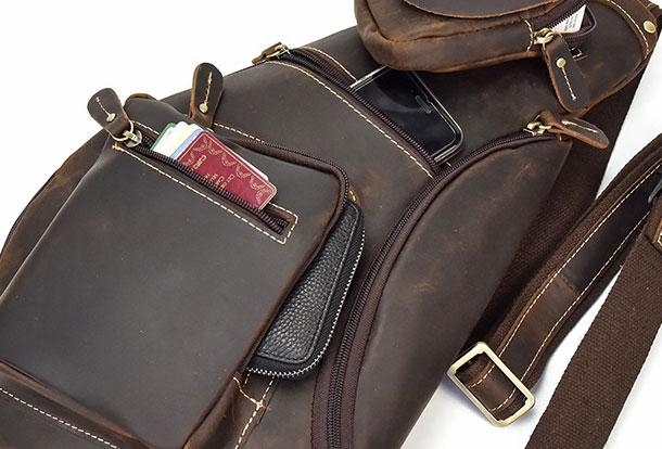 Genuine Leather Cool Chest Bag CrossBody Sling Bag for Men