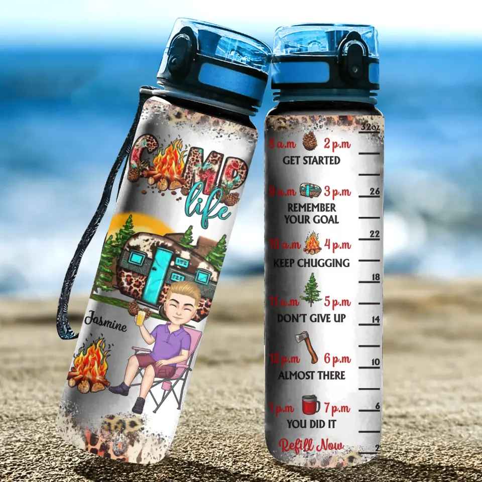 Personalized Custom Water Tracker Bottle - Motivational Hydration Bottle for Camping & Daily Use