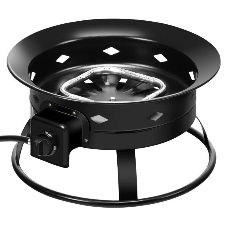 Portable Outdoor Black Metal Propane Fire Pit with Cover and Carry Kit - Eco-Friendly