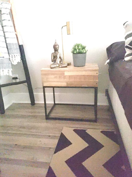 Urban Rectangular End Table with Storage, Natural Brown