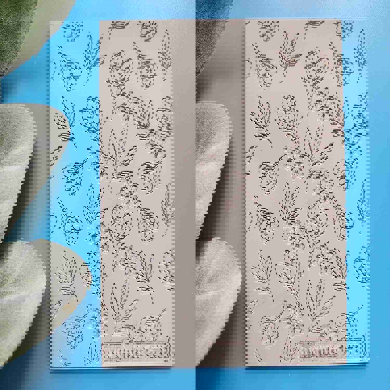 Polymer Clay Texture Tile with Flower and Leaves Design - Rubber Mat T-278