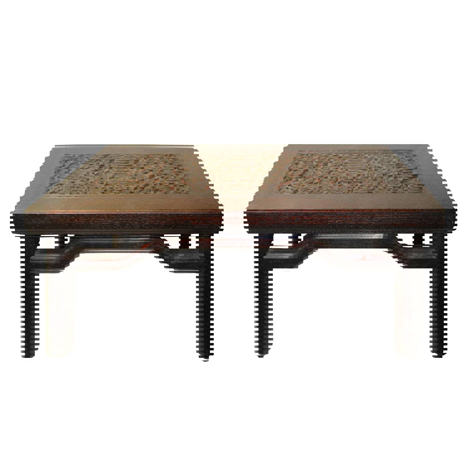 Brown Oriental Round Legs Dragon Rectangular Display Table Stand