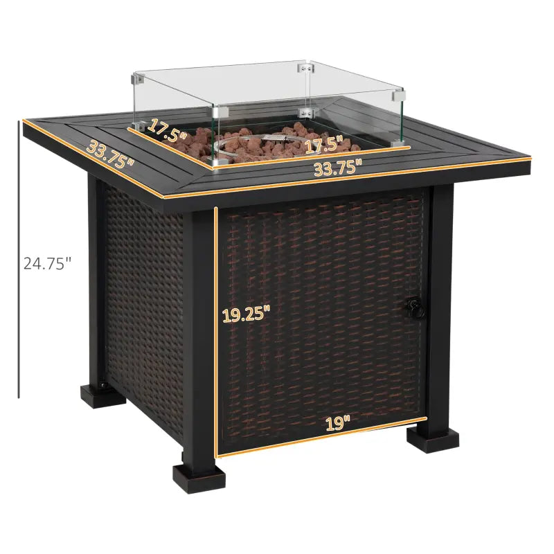 Outsunny 43 Inch Outdoor Propane Gas Fire Pit Table with Auto-Ignition and CSA Certification